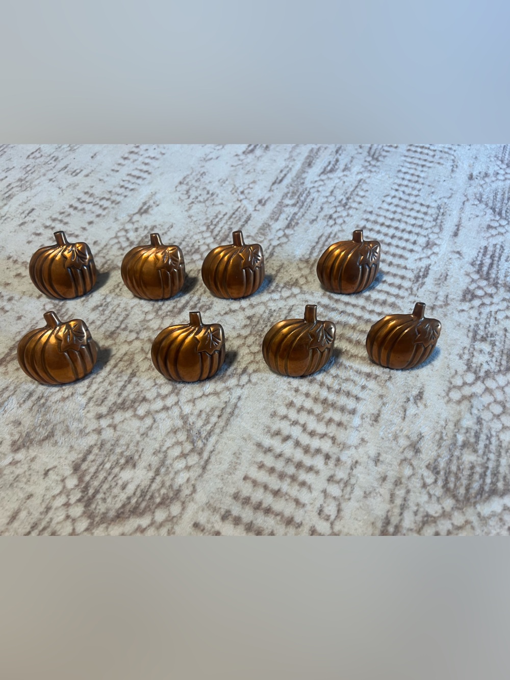 Decorative Metallic Pumpkin Napkin Rings - Set of 8